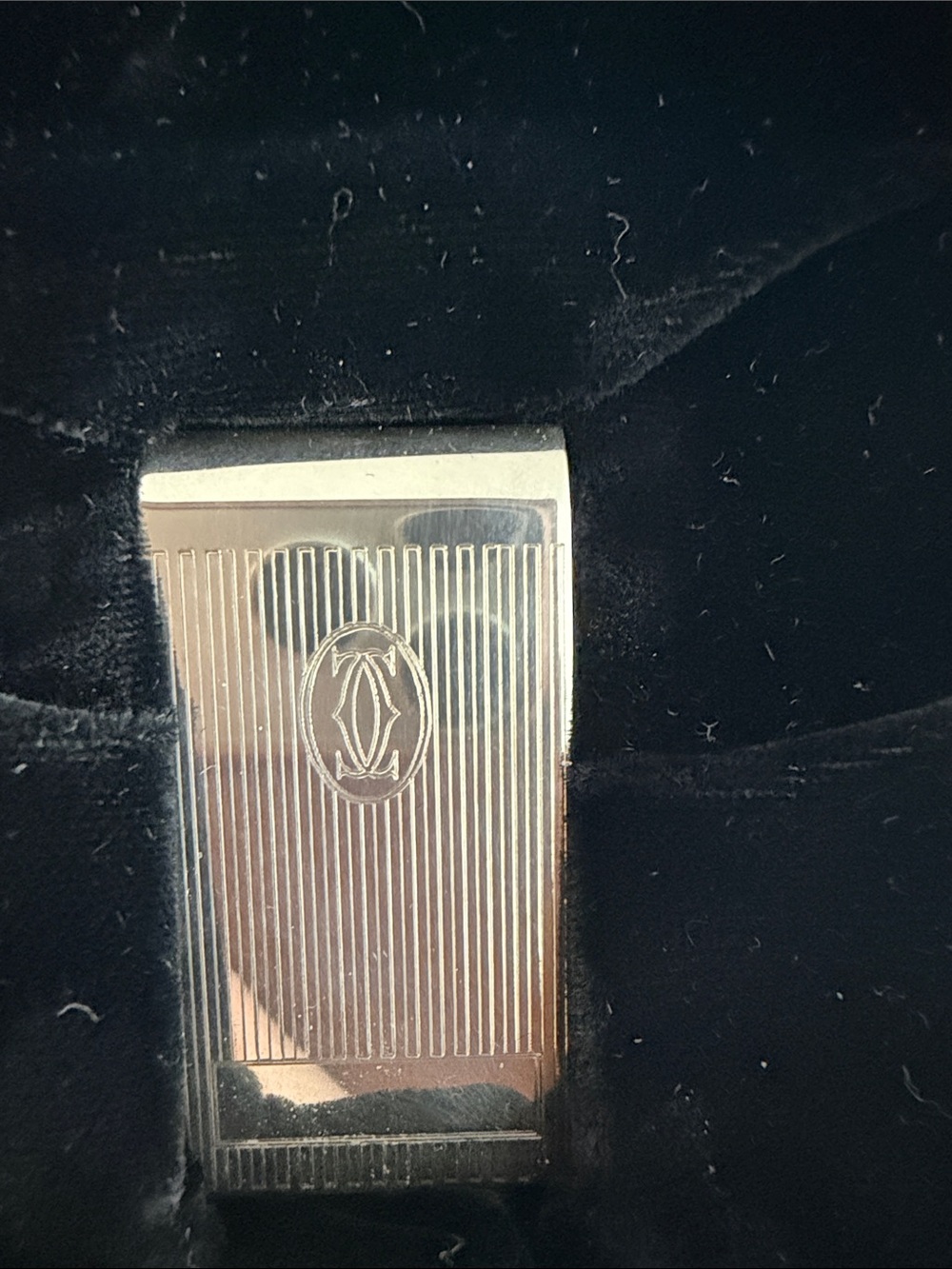 Cartier Silver Tone Striped Money Clip - never used, in the original box